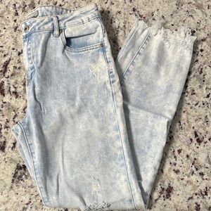 Girl’s Size 16 Acid Wash Light Blue Distressed Jeans